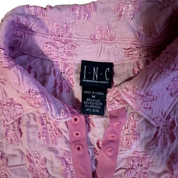 Vintage Pink Quarter Sleeve Collared Top Size Medium - Picture 5 of 5